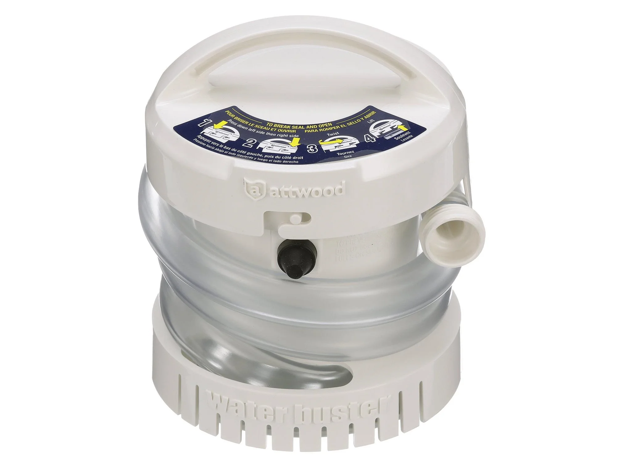 Attwood WaterBuster Portable Pump 200 GPH, 125GPH at 2ft Head, Max Head 4ft