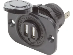 Blue Sea Dual USB 2.1A Charger Port 12/24vDC Socket Mount, Black