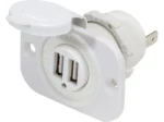 Blue Sea Dual USB 2.1A Charger Port 12/24vDC Socket Mount, White