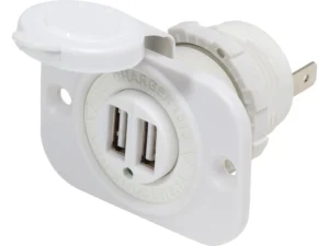 Blue Sea Dual USB 2.1A Charger Port 12/24vDC Socket Mount, White