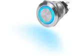 Blue Sea 4161 10A Push Button LED Ring Switch Off-(On) Blue Momentary On