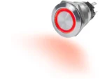 Blue Sea 4163 10A Push Button LED Ring Switch Off-(On) Red Momentary On