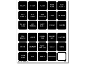 Blue Sea 4218 Label Kit DC H2O 30 Square Black V2