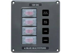 Blue Sea Water-Resistant 12V 4 Circuit Breaker Switch Panel