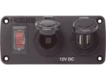 Blue Sea Water-Resistant 12V 15A Circuit Accessory Panel with 12v Socket and Dual USB