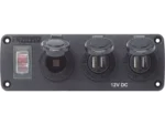 Blue Sea Water-Resistant 12V 15A Circuit Accessory Panel 12v Socket and Dual USB x 2