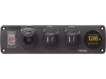 Blue Sea Water-Resistant 12V 15A Circuit Accessory Panel Socket, 2-Dual USB, Volt Meter