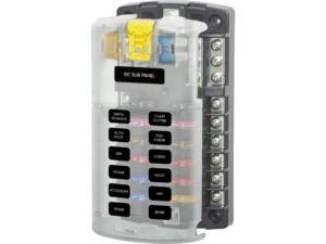 Blue Sea 5026 12-Gang Fuse Block ST ATO/ATC Negative Bus and Cover