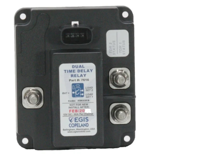 EGIS 7616 TDR Series Dual Output  Time Delay Relay 2x80A 12v