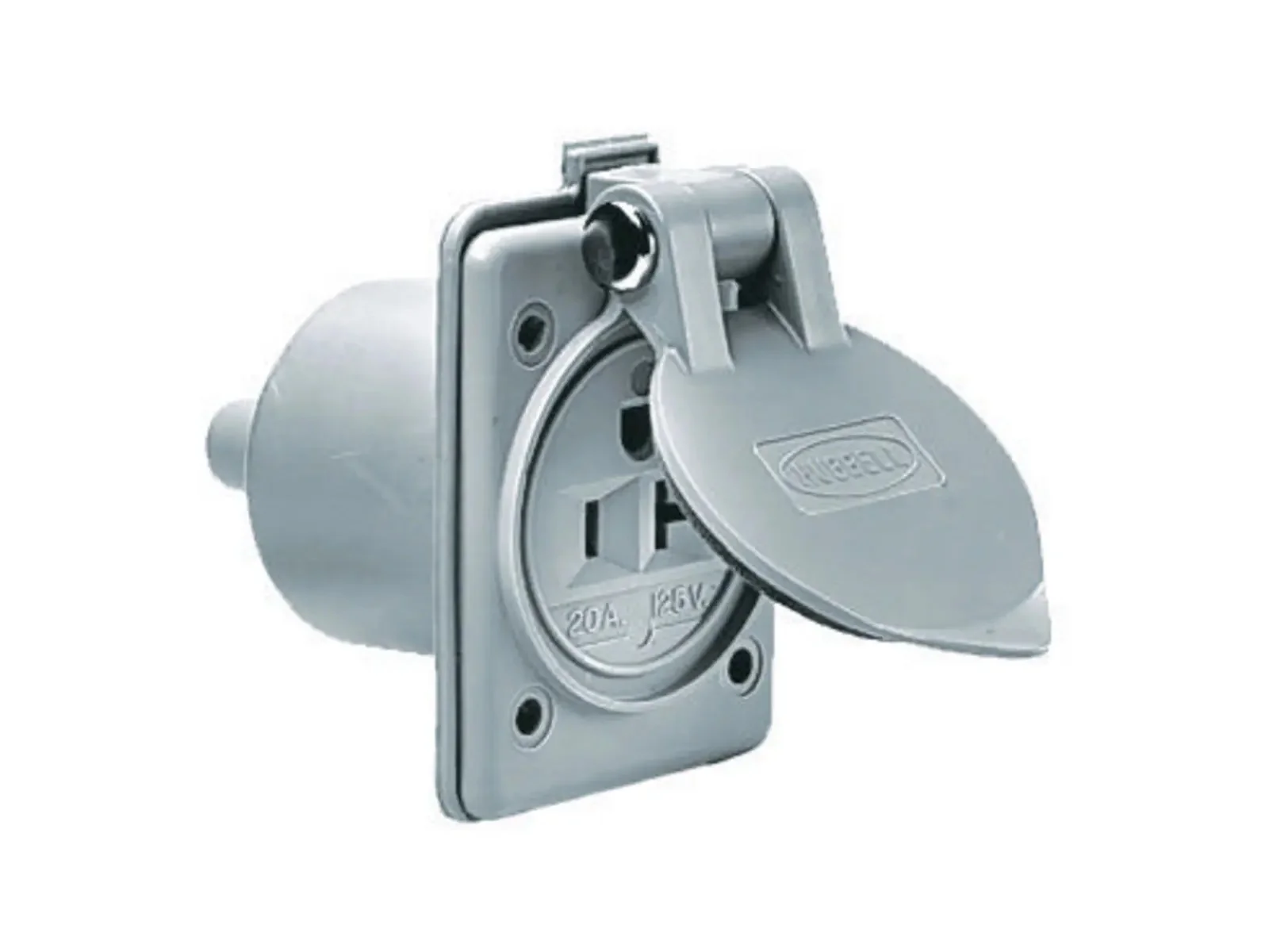 Hubbell HBL61CM65 20 Amp 124v 2 Pole 3 Wire Gray Outlet