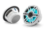 JL Audio M6 7.7in Coaxial Speakers White Sport Grille with RGB LED