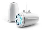 JL Audio M3 7.7in Enclosed Tower Speakers White Sport Grille with RGB LED
