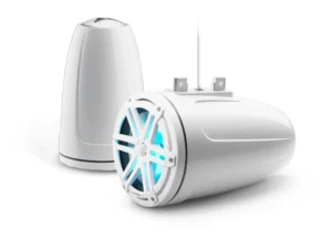 JL Audio M3 7.7in Enclosed Tower Speakers White Sport Grille with RGB LED