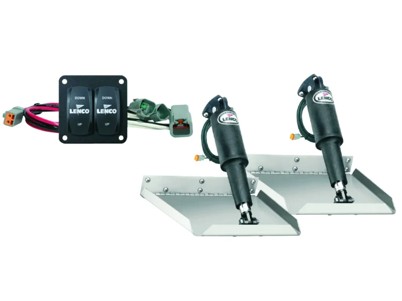 Lenco 12inx12in Standard Mount Trim Tab Kit 12v with Double Rocker Switch