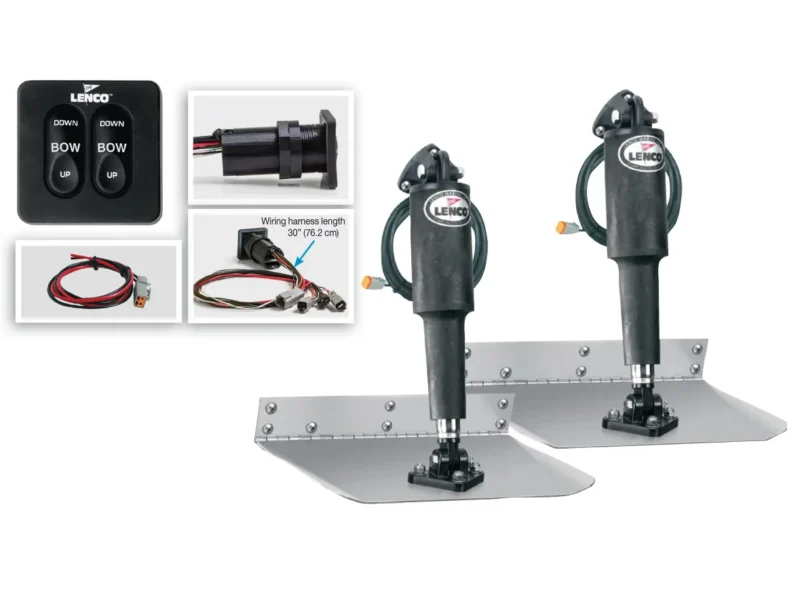 Lenco 9inx12in Standard Mount Trim tab Kit 12v Standard Integrated Switch