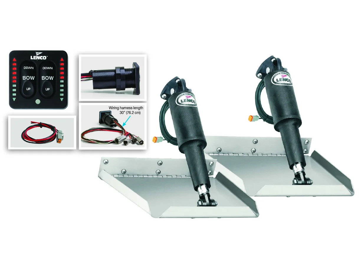 Lenco 12inx12in Edge Mount Trim Tab Kit 12v with LED Integrated Switch
