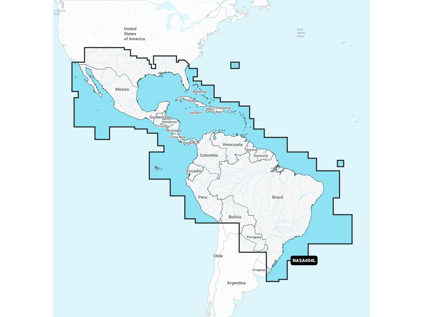 Navionics Plus NASA004L Mexico, Caribbean to Brazil microSD