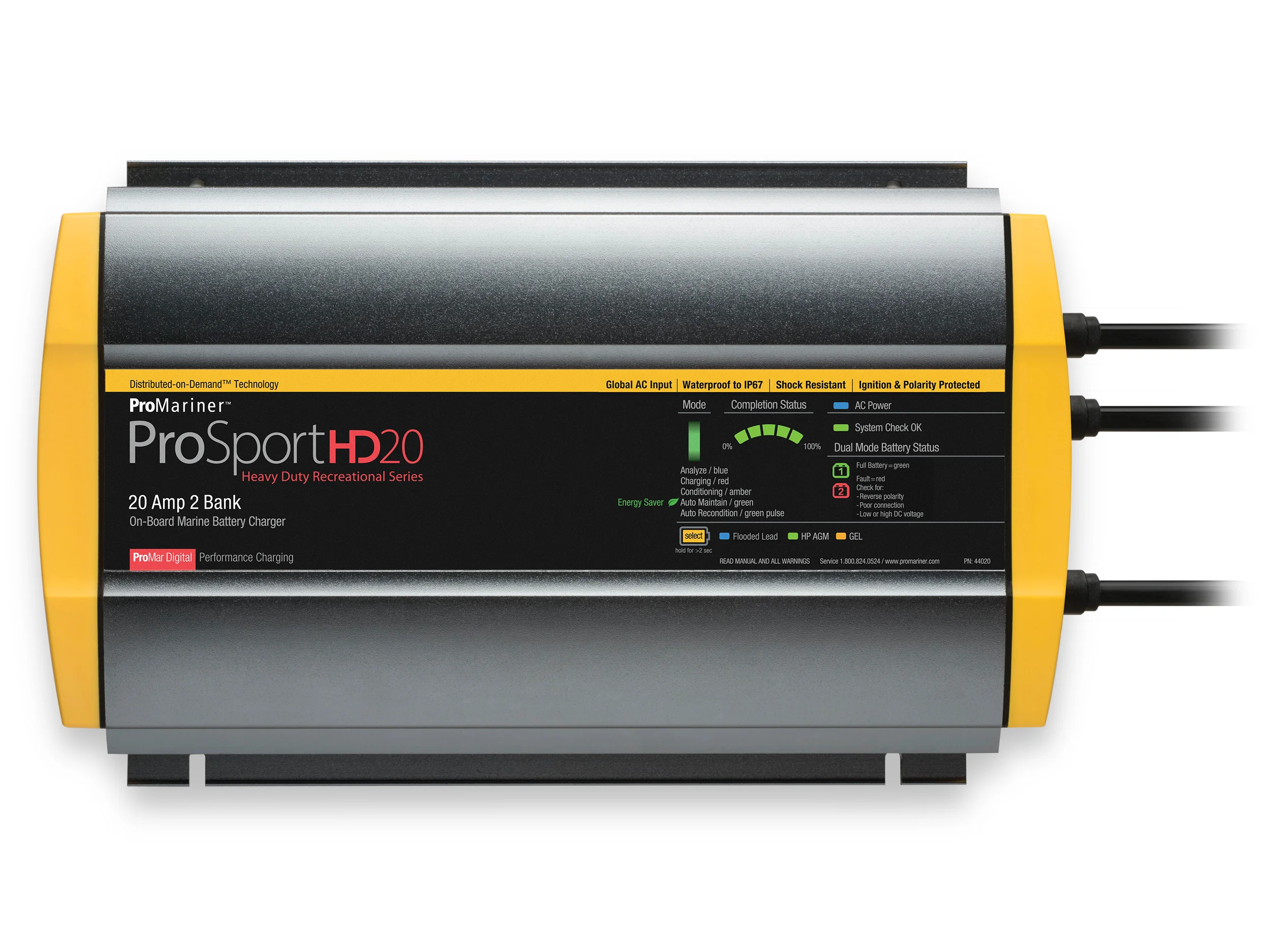 ProMariner ProSport HD 20 Gen4 20 Amp Battery Charger 12/24v 2 Bank 120v Input