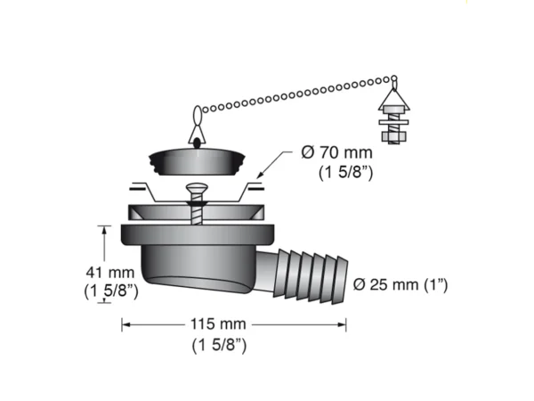 Scandvik Low Profile Drain Stopper - 1" Outlet - Image 2