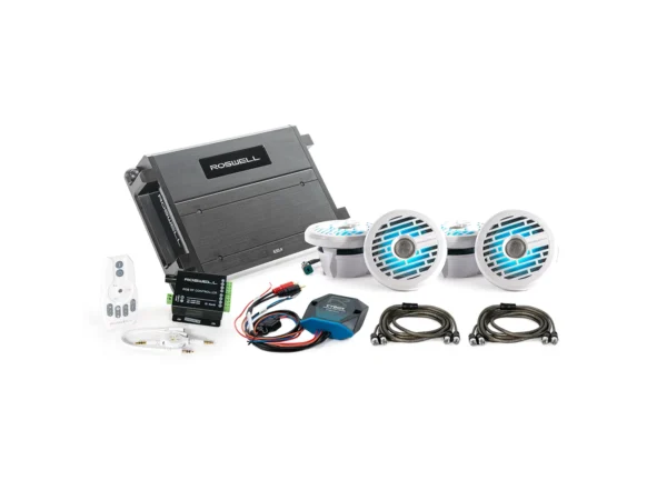 Roswell R1 6.5" Marine Audio Package w/RGB Remote & Controller - White