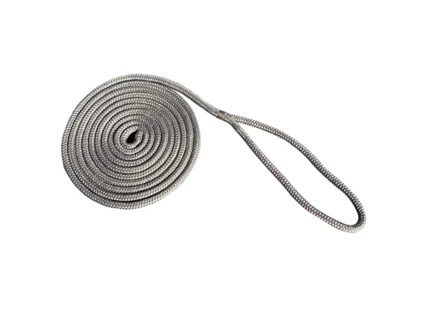 New England Rope 3/8" x 25' Nylon Double Braid Dock Line - Grey