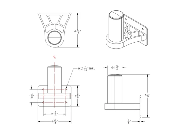 TACO ShadeFin Mini Side Wall Mount w/Backing Plate - Image 3