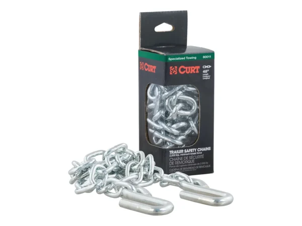 CURT 48" Safety Chain w/2 "S" Hooks - 2,000 lbs - Clear Zinc