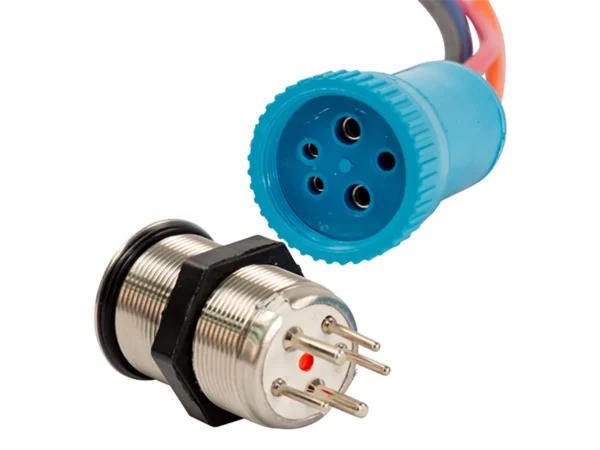 Bluewater 22mm Push Button Switch - Off/On/On Contact - Blue/Green/Red LED - 1' Lead