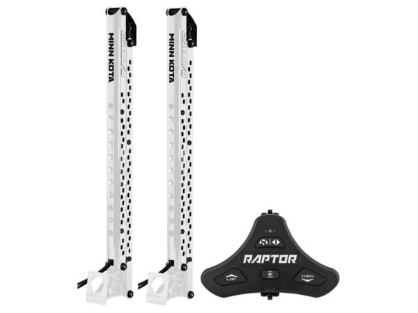 Minn Kota Raptor Bundle Pair - 8' White Shallow Water Anchors w/Active Anchoring & Footswitch Included