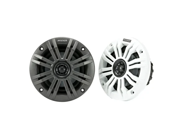 KICKER KM4 4" Marine Coaxial Speakers w/1/2" Tweeters - 2-Ohm, Charcoal & White