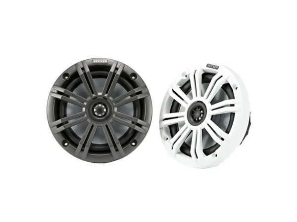 KICKER KM65 6.5" Marine Coaxial Speakers w/3/4" Tweeters - 4-Ohm, Charcoal & White