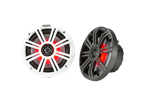 KICKER KM65 6.5" LED Marine Coaxial Speakers w/3/4" Tweeters - 4-Ohm, Charcoal & White