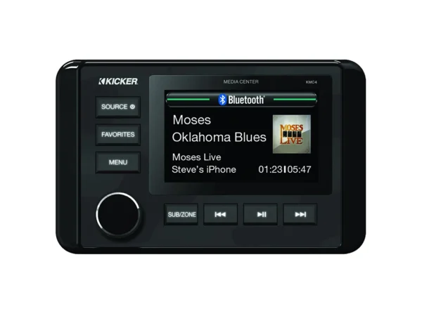 KICKER KMC4 Weather-Resistant Gauge-Style Media Center w/Bluetooth