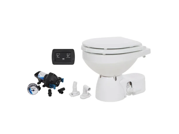 Jabsco Quiet Flush E2 Raw Water Toilet Compact Bowl - 12V - Soft Close Lid