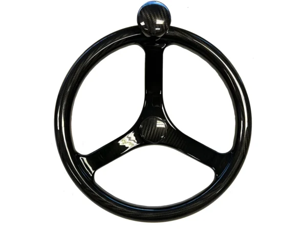 Schmitt Marine Carbon Fiber Primus Wheel w/Knob 13.5" w/Sanntoprene Finger Grip 3/4" Tapered Shaft w/CF Nut - Image 3