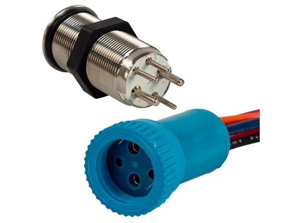 Bluewater 19mm In-Rush Push Button Switch - Nav/Anchor Off/On/On - Blue/Green/Red LED - 4' Lead