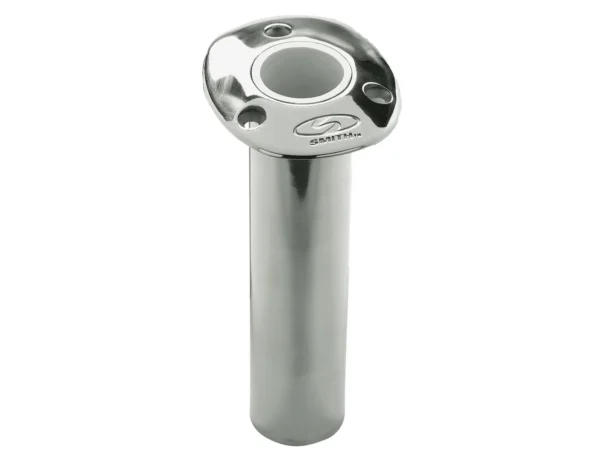 C.E. Smith Flush Mount Rod Holder - 0 Degree & 9" Depth - Stainless Steel - Cast Bottom - White Vinyl Liner