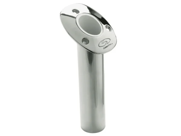 C.E. Smith Flush Mount Rod Holder - 30 Degree & 9" Depth - Stainless Steel - Cast Bottom - White Vinyl Liner