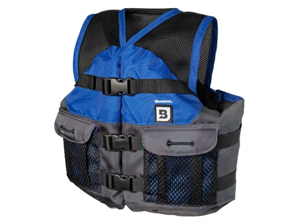 Bluestorm Sportsman Youth Mesh Fishing Life Jacket - Deep Blue