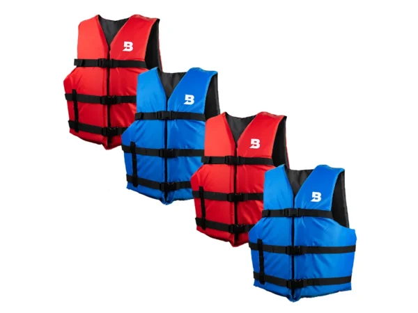 Type III General Boating Adult Universal Foam Life Jacket - Blue/Red *4-Pack