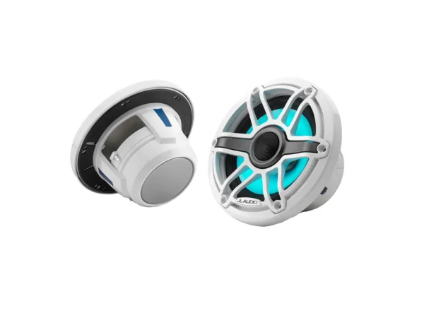 JL Audio M6 Series 6.5" Marine Coaxial Speakers w/Gloss White Sport Grille & Transflective™ LED Lighting - M6-650X-S-GwGw-i