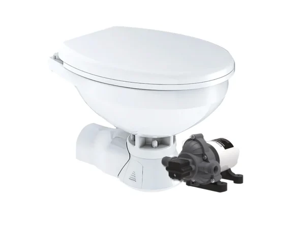 Commodore Quiet Flush Electric Toilet - Rear Macerator - Raw Water Pump - Regular Size