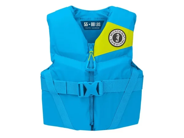 Mustang Youth REV Foam Life Vest - Azure Blue