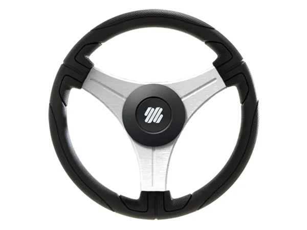 Uflex Ustica 13" Steering Wheel - Black - Polyurethane w/Silver Spokes & X62 Hub
