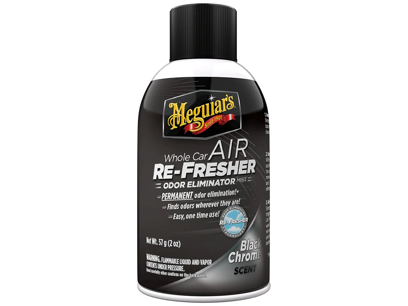 Meguiar's Whole Car Air Refresher Odor Eliminator - Black Chrome Scent