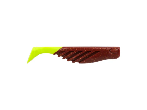 Berkley Gulp!® Saltwater Ripple Mullet - 4" - Root Beer Gold/Chartreuse GSRM4-RBGC