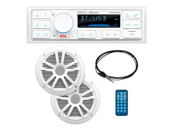 Boss Audio MCK500WB.6 Kit w/MR500UAB, 2 MR6W Speakers, MRANT10 Antenna, & White Remote *Refurbished
