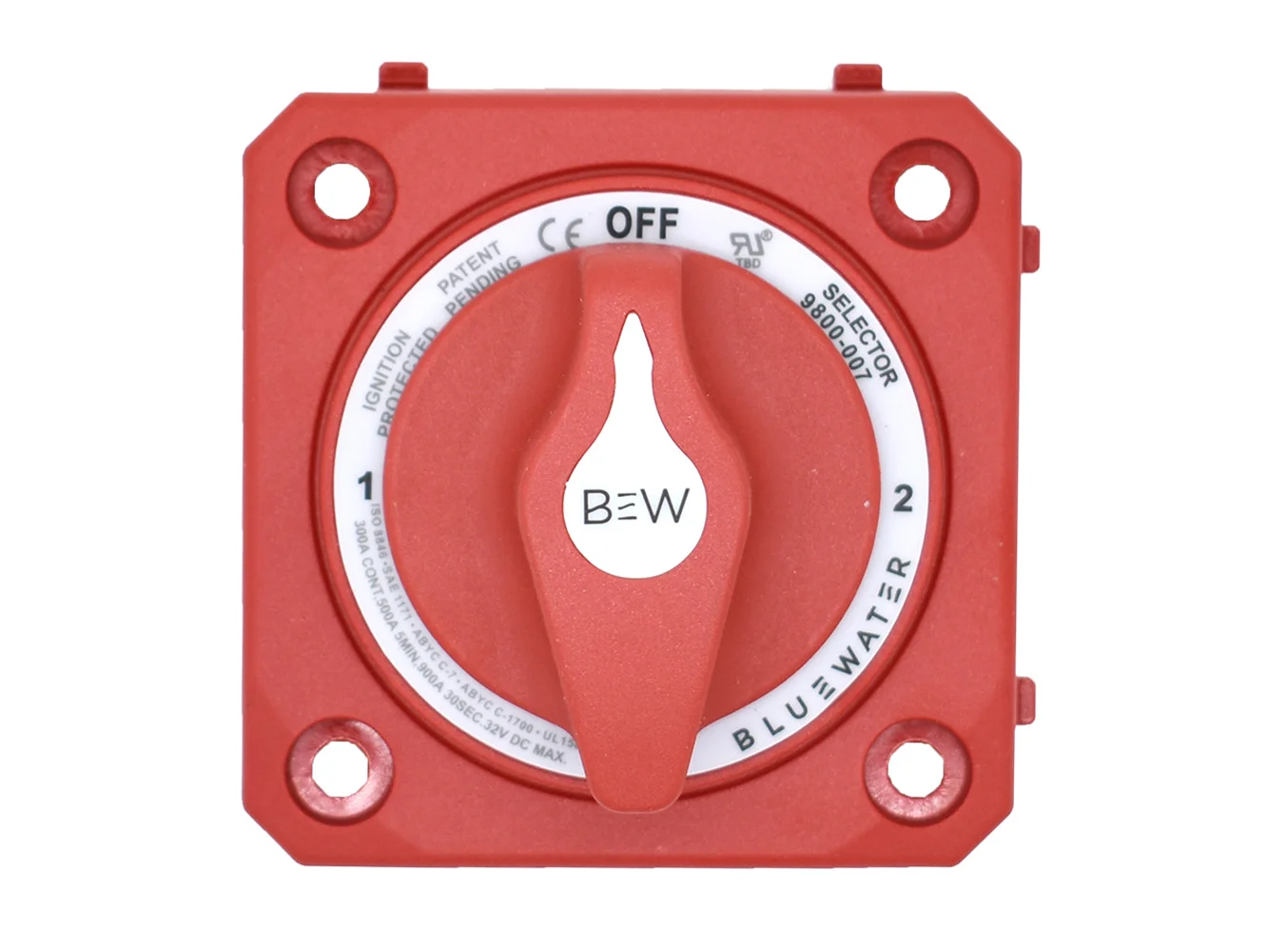 Bluewater Off/1/2/Both Battery Switch - Panel Mount - Red