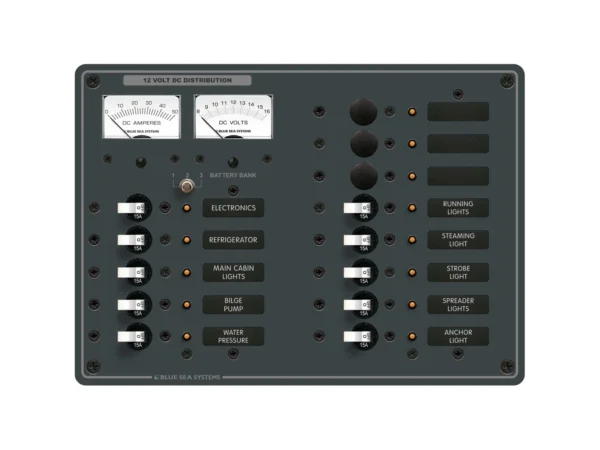 Blue Sea 8068 DC 13 Position Toggle Branch Circuit Breaker Panel - White Switches