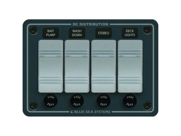 Blue Sea 8262 Waterproof Panel 4 Position - Slate Grey